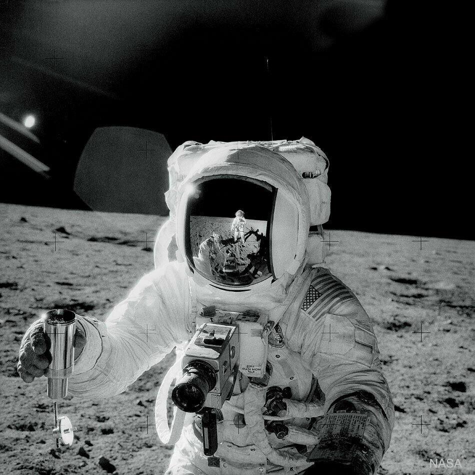 Apollo 12 astronaut Alan Bean photographed on Moon by fellow astronaut Charles “Pete” Conrad.